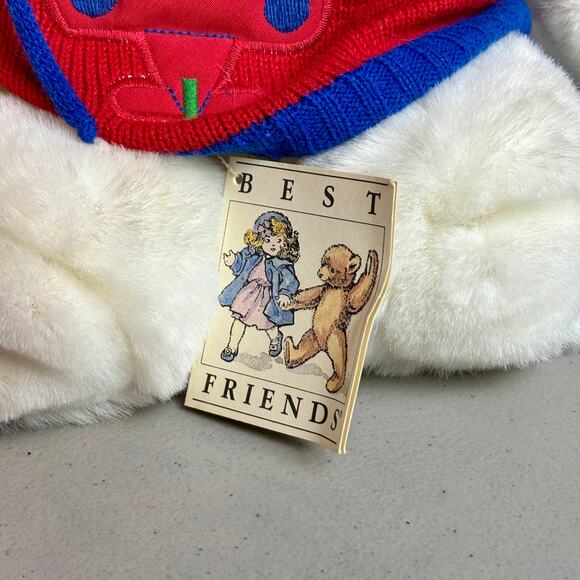 Vintage White Plush Bear Best Friends with Vintage 18M Pilot Sweater - Picture 7 of 12